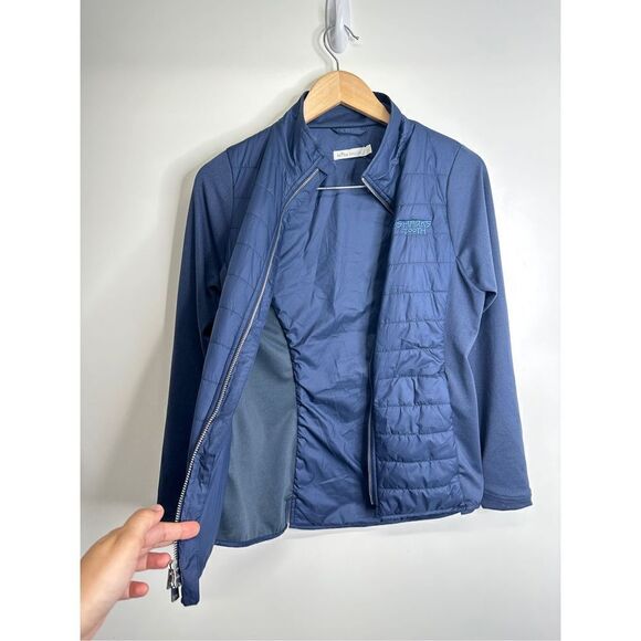 Peter Sweater Womens Small Blue Sharks Tooth Full Zip Hybrid Navy Jacket - Picture 2 of 8